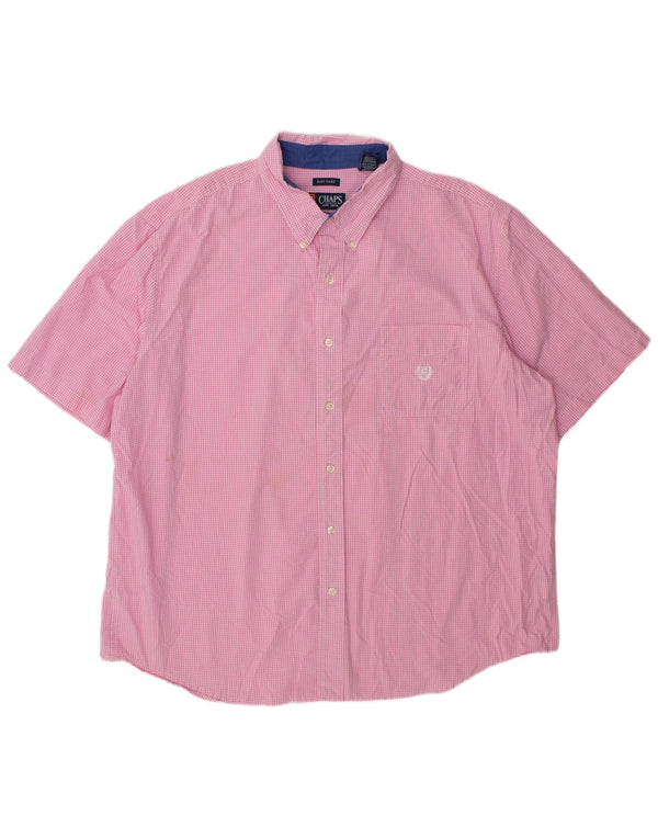 Chaps Camisa de manga corta para hombre 2XL Algodón a cuadros rosa