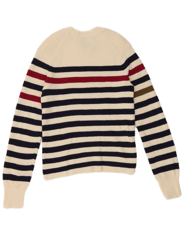 Scotch & Soda Suéter tipo jersey con cuello redondo para mujer UK 10 Small Off White Stripes