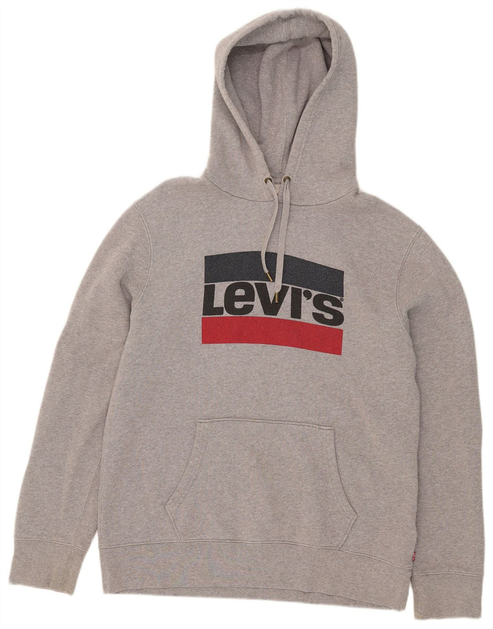 Levi's Jersey con capucha gráfica para hombre de algodón gris grande