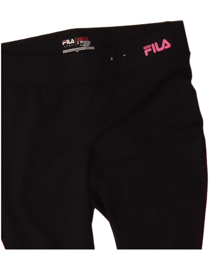 FILA Pantalones cortos deportivos para mujer UK 10 Small Black Colourblock Poliéster