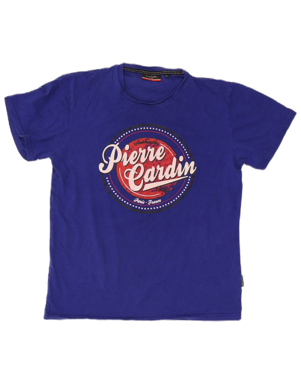Pierre Cardin - Camiseta gráfica para hombre, talla grande, algodón azul