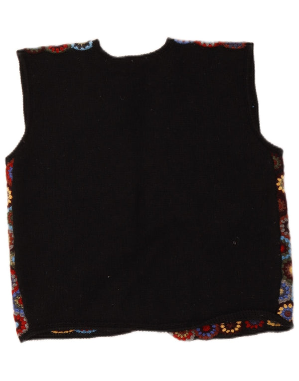 Vintage mujer crop crochet chaleco Reino Unido 16 grande multicolor floral