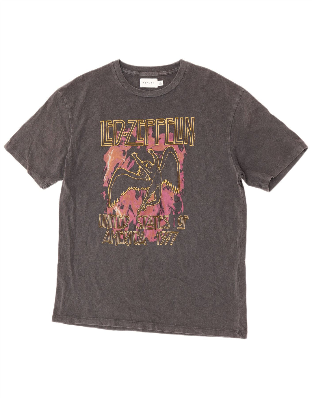 Topman Camiseta gráfica para hombre Top pequeño de algodón gris