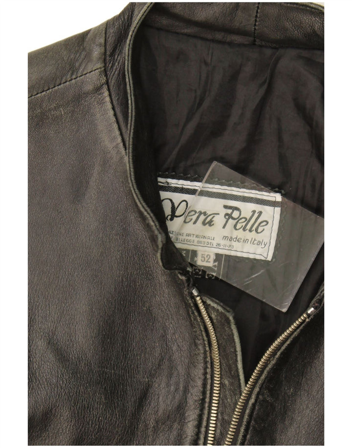 Vintage chaqueta de cuero para hombre Reino Unido 38 cuero negro medio