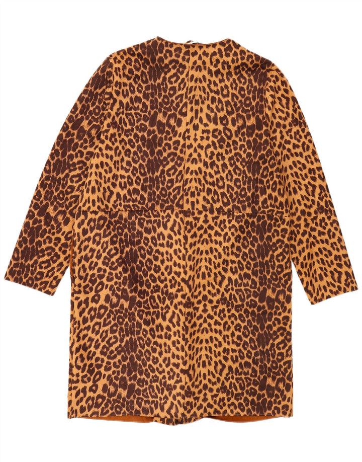 Zara Mujer Abrigo Abierto ES 40 XL Marrón Animal Print Poliéster