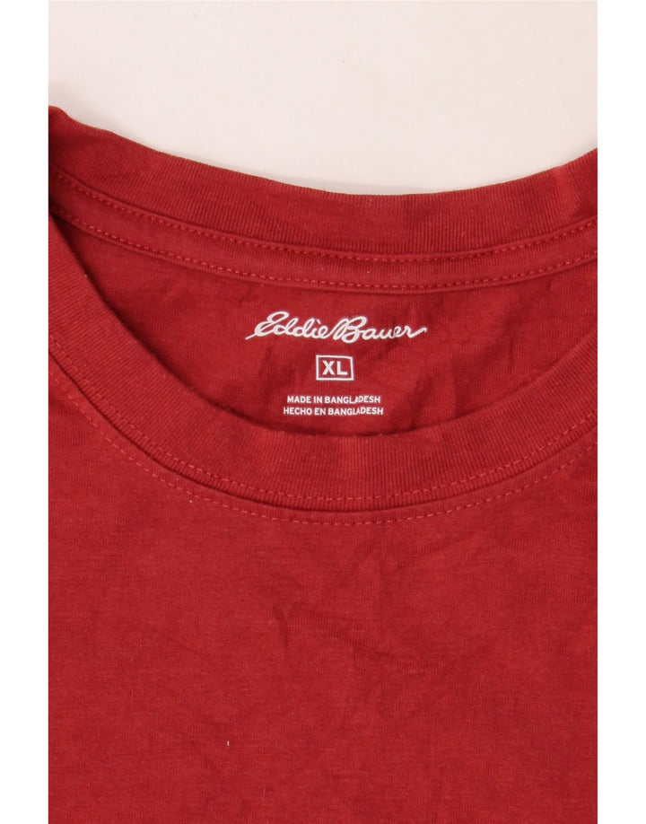 EDDIE BAUER Mens T-Shirt Top XL Red Cotton Vintage Eddie Bauer and Second-Hand Eddie Bauer from Messina Hembry 