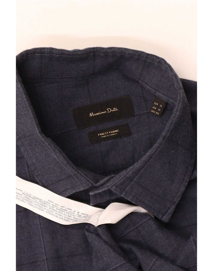 Camisa Massimo Dutti Hombre XL Cuadros Azul Marino Algodón