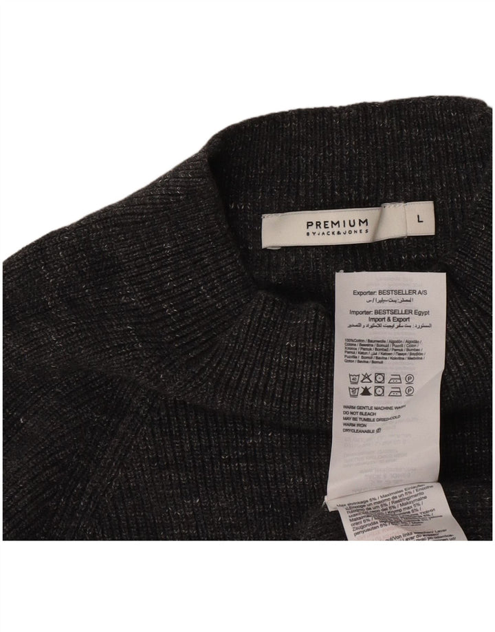 Jack & Jones Jersey con cuello alto para hombre de algodón moteado gris grande