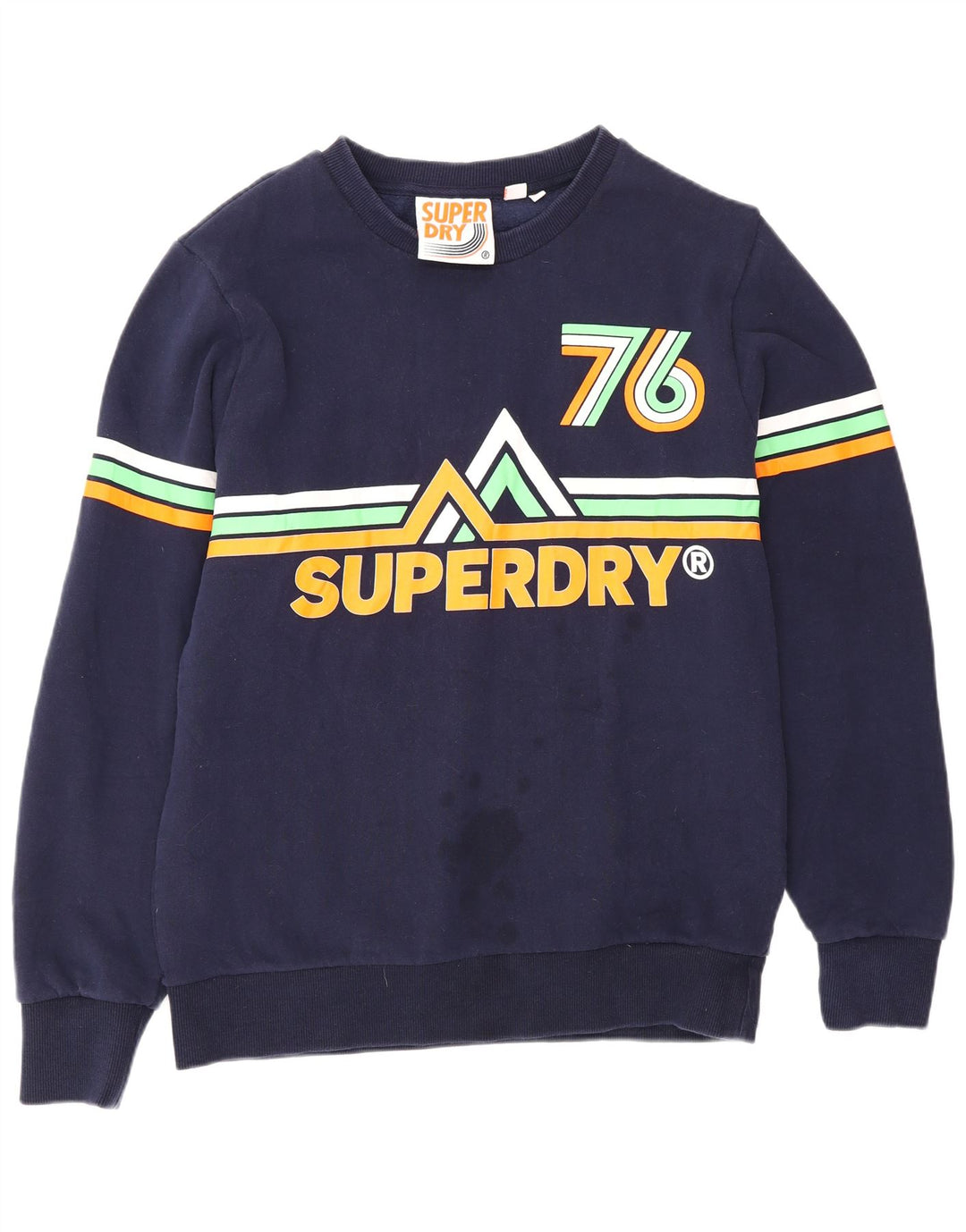 Superdry Hombre Sudadera Gráfica Jumper XL Azul Marino Algodón