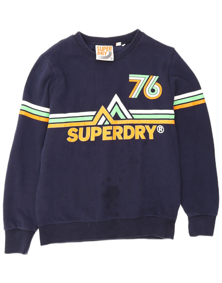 Superdry Hombre Sudadera Gráfica Jumper XL Azul Marino Algodón