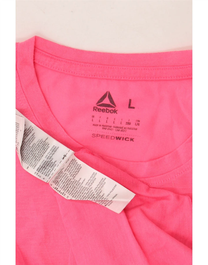 Reebok - Camiseta gráfica para hombre, talla grande, poliéster rosa