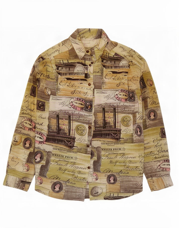 Vintage mujer patrón abstracto camisa Reino Unido 14 medio multicolor