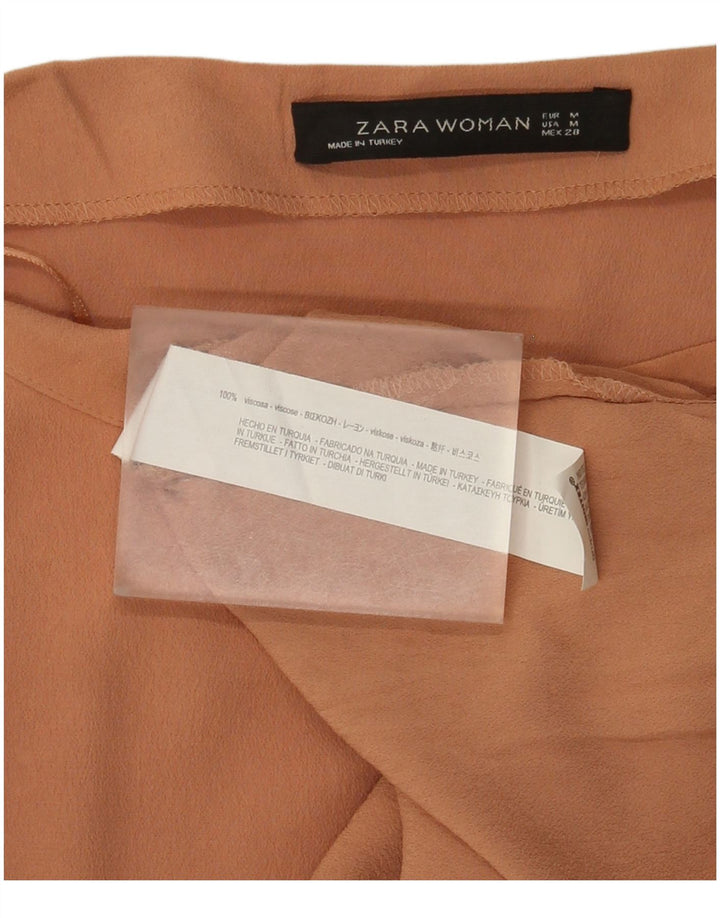 Zara Mujer Top Manga Larga UK 42 Viscosa Marrón Medio