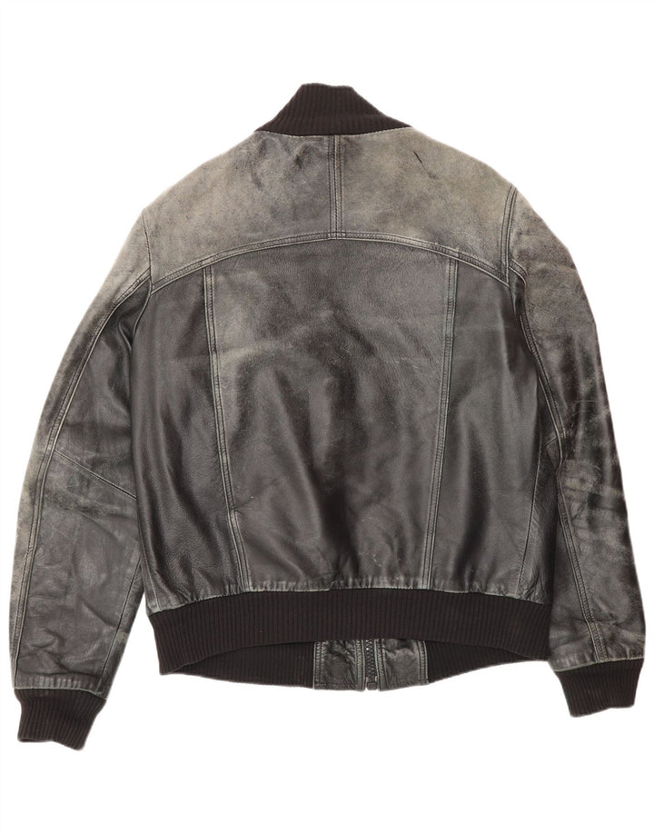 Vintage chaqueta de cuero para hombre Reino Unido 38 cuero negro medio