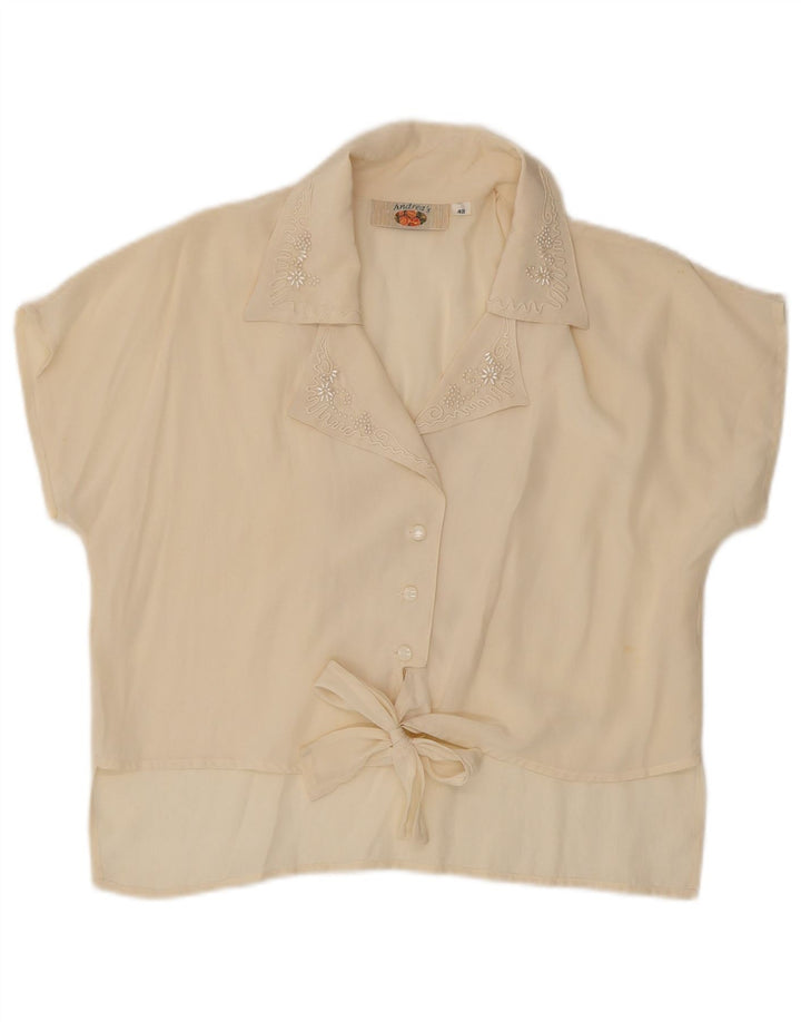 Andrea's Blusa camisera con lazo frontal para mujer EU 42 Grande Beige Floral