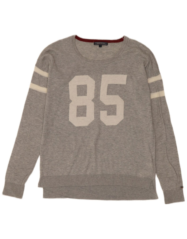 Tommy Hilfiger Jersey De Hombre Con Cuello Barco Y Gráfico De Lana Gris Medio