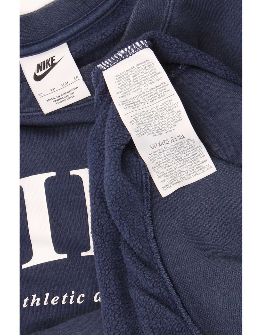 Nike Hombre Sudadera extragrande con gráfico Jumper XS Algodón azul marino