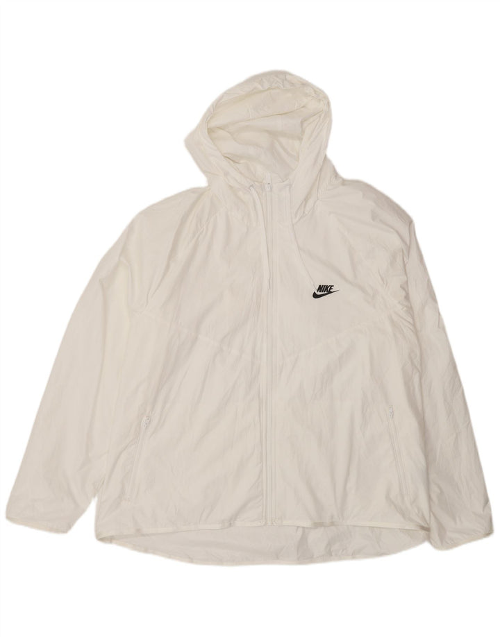 Nike Chaqueta impermeable con capucha para hombre UK 44 2XL Blanco Poliéster