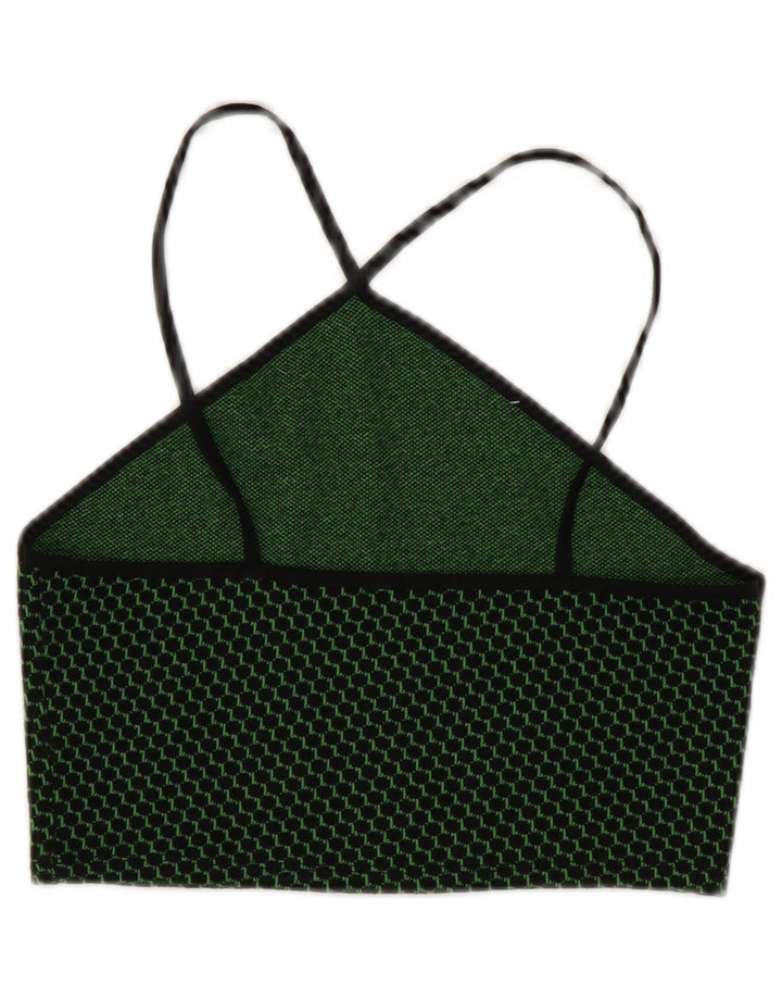 ZARA Womens Crop Halter Top UK 12 Medium Green Check Polyester