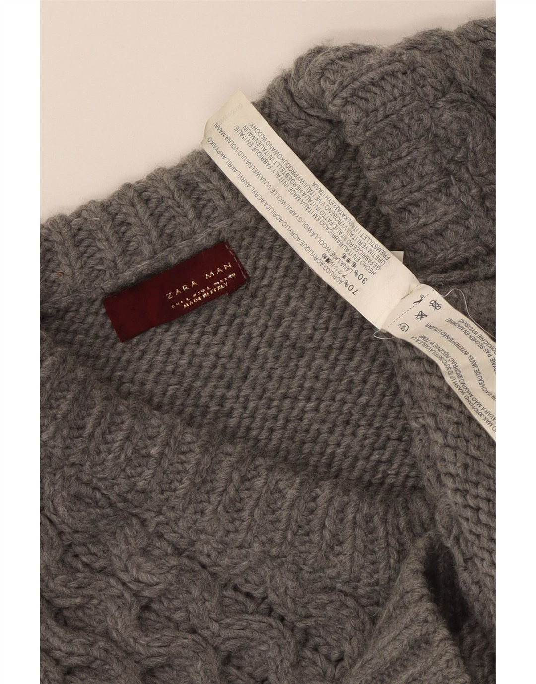 Zara Hombre Jersey Con Cuello En V Jersey Grande Acrílico Gris