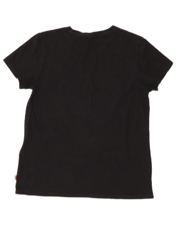 Levi's Camiseta gráfica para mujer Top UK 10 Small Black Cotton