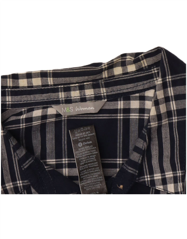 Marks & Spencer Camisa para mujer UK 46 Grande Azul marino Cuadros Algodón