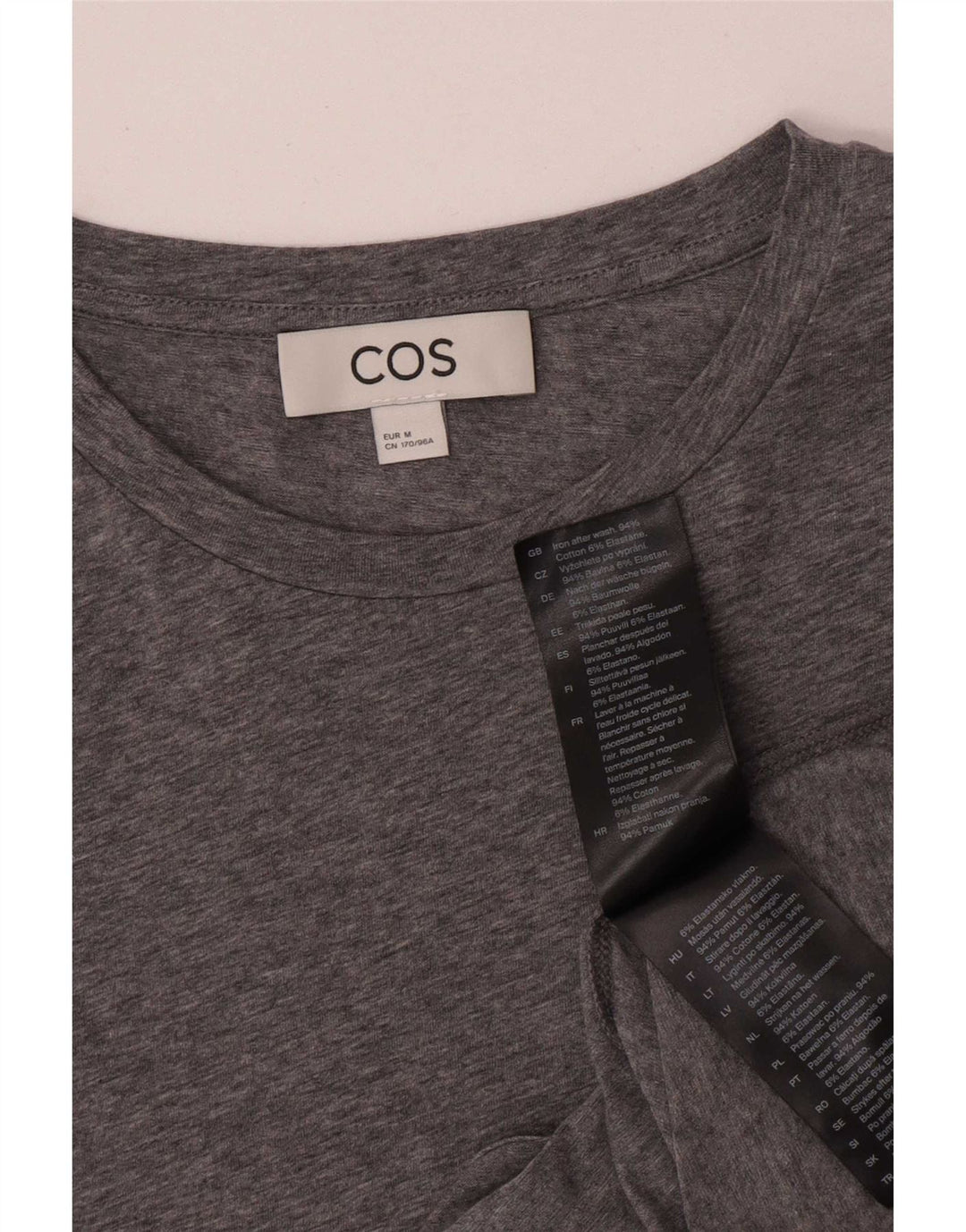 Cos Top Mujer Manga Larga UK 12 Algodón Gris Medio