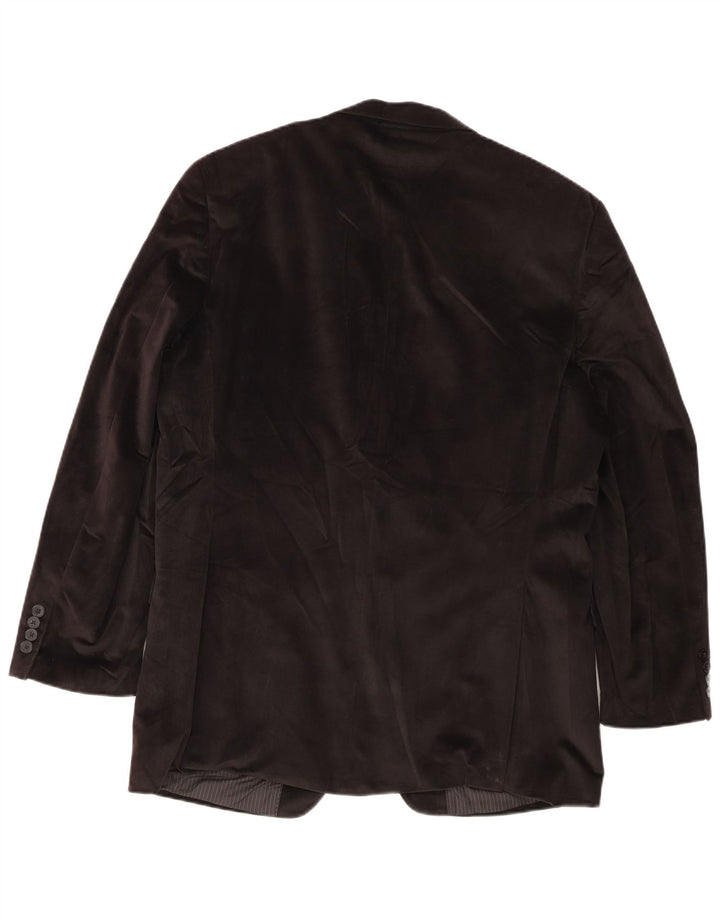 Vintage hombres largo 2 botones Blazer chaqueta Reino Unido 44 2XL poliéster negro