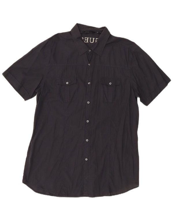 Guess By Marciano Camisa de manga corta con gráfico alto para hombre 2XL Algodón negro