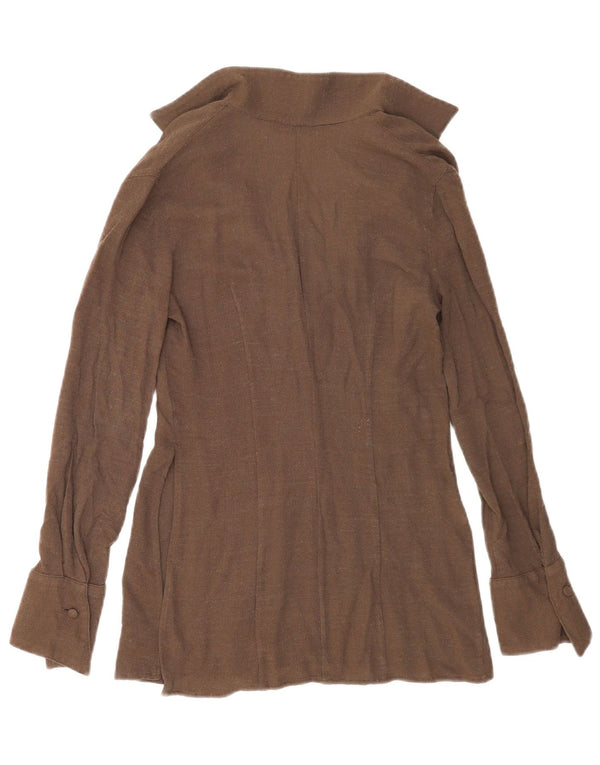 Emporio Armani Blusa de manga larga para mujer IT 40 Small Marrón Viscosa