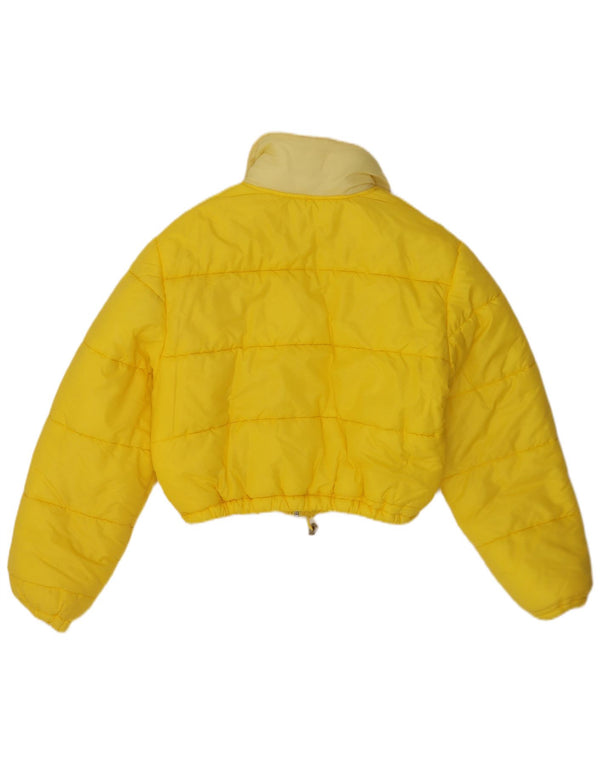 Vintage mujer crop acolchado chaqueta Reino Unido 14 amarillo medio