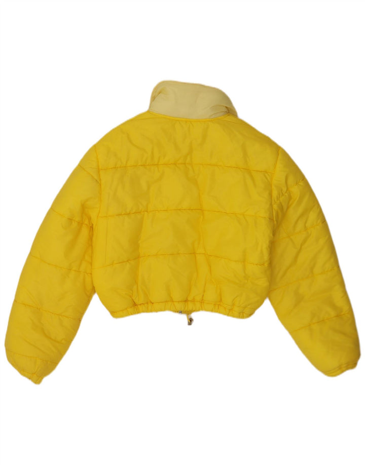 Vintage mujer crop acolchado chaqueta Reino Unido 14 amarillo medio
