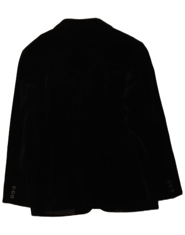 Impuls Mens 3 Button Velvet Blazer Jacket UK 40 Large Black Cotton