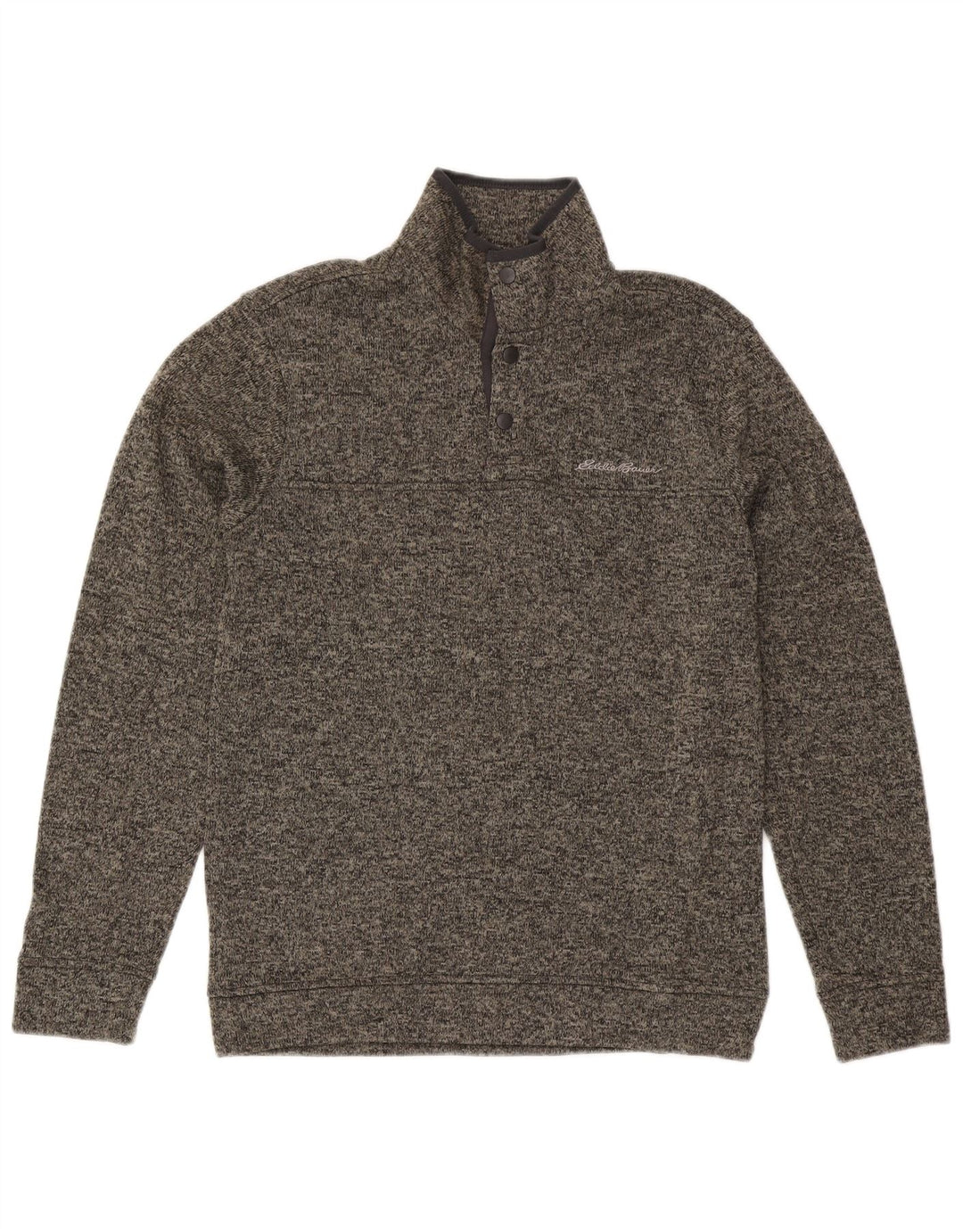 Eddie Bauer Sudadera con cuello y botones para hombre Jersey Pequeño Poliéster moteado gris