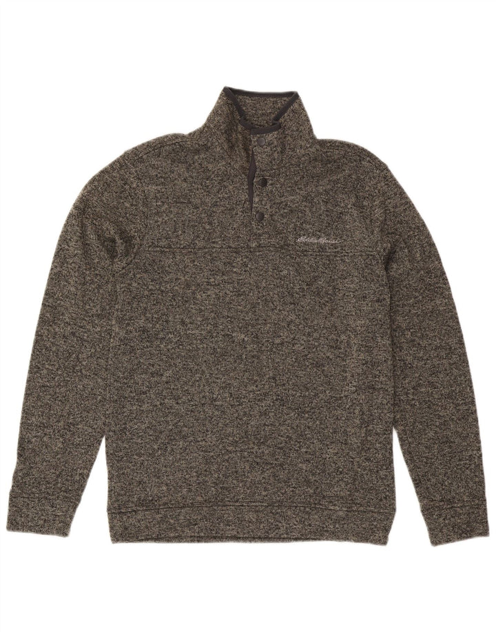 Eddie Bauer Sudadera con cuello y botones para hombre Jersey Pequeño Poliéster moteado gris