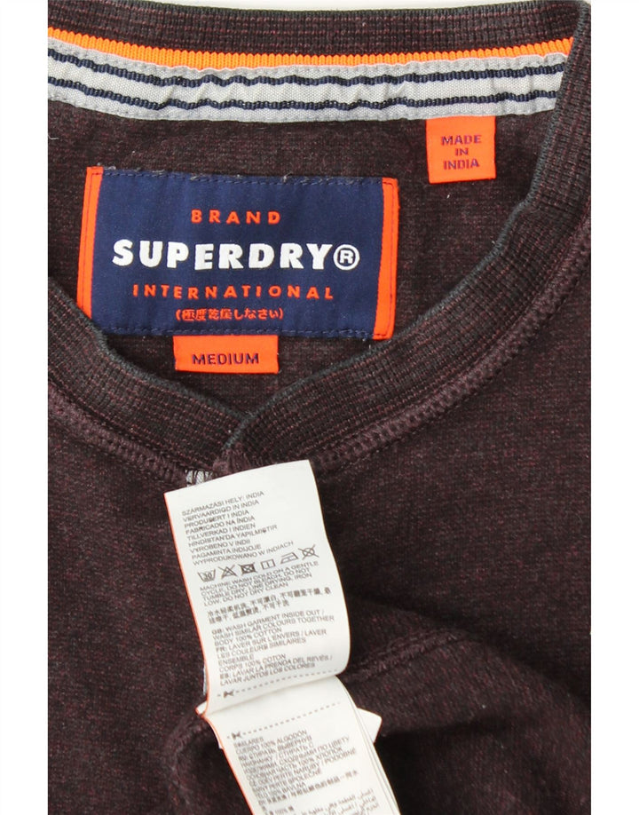 SUPERDRY Hombre Top Manga Larga Algodón Burdeos Medio