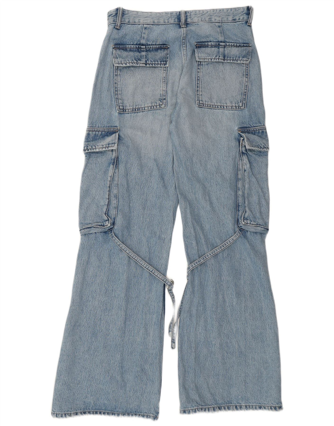 ZARA Mujer Vaqueros Cargo Acampanados EU 36 XS W26 L32 Algodón Azul