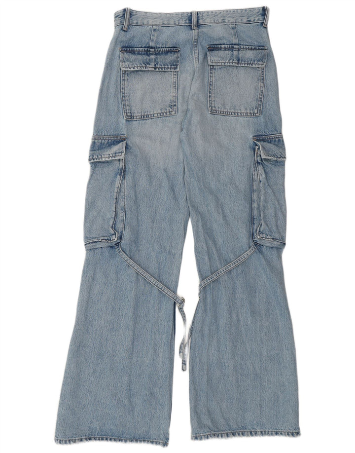 ZARA Mujer Vaqueros Cargo Acampanados EU 36 XS W26 L32 Algodón Azul