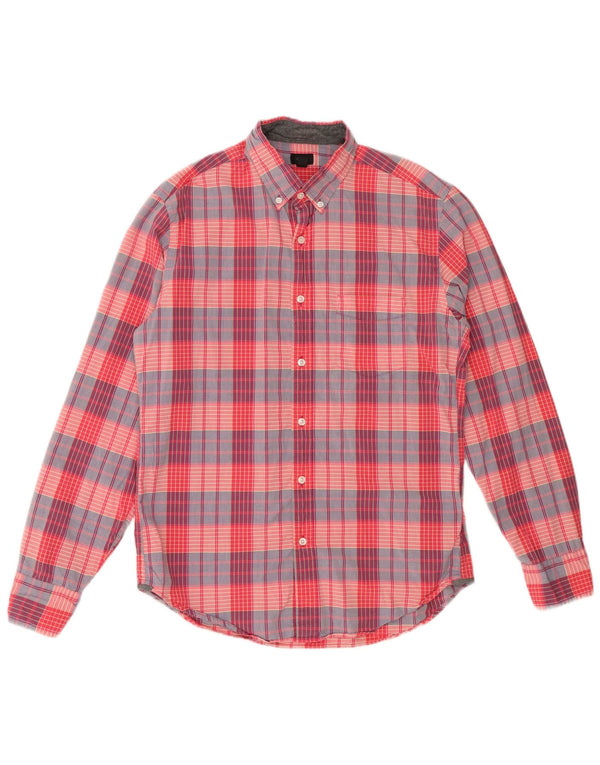 J. CREW Camisa de tartán para hombre de algodón a cuadros rosa medio