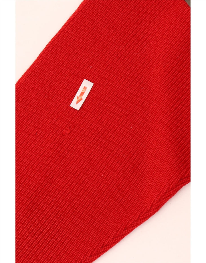 Vintage hombres cuello redondo jersey suéter medio rojo lana virgen