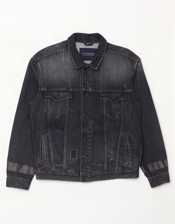 Scotch & Soda Chaqueta vaquera estampada para hombre UK 44 2XL Algodón gris