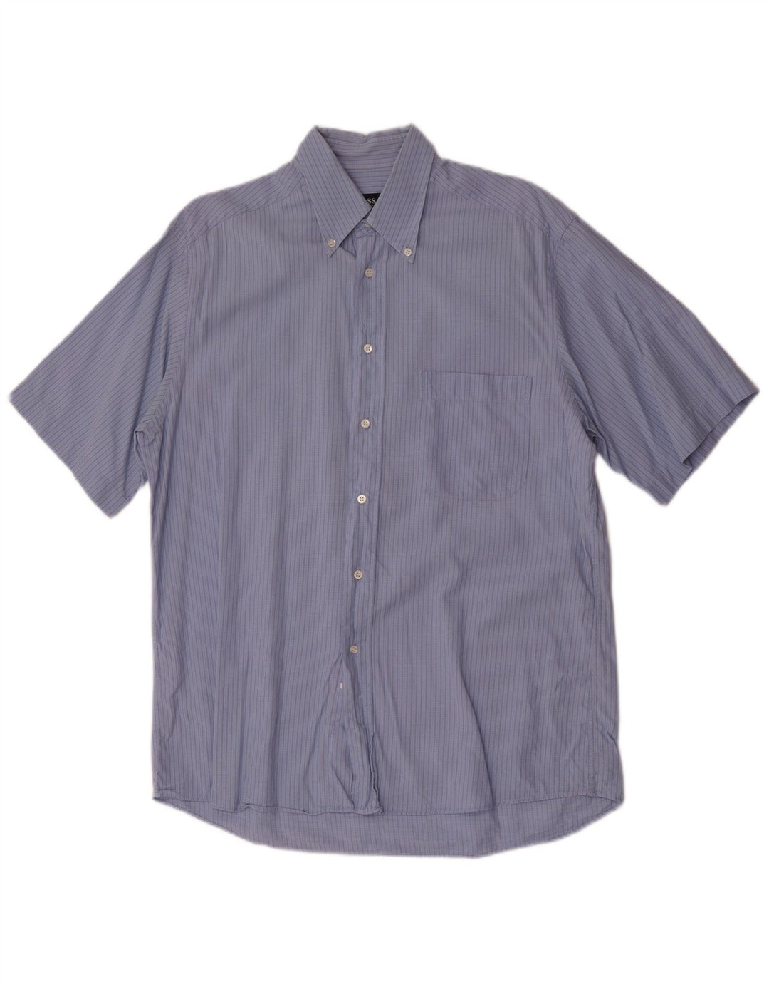Camisas HUGO BOSS Hombre | Camisa de manga corta de algodón a rayas azul medio