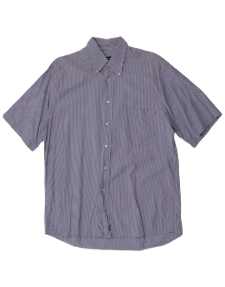 Camisas HUGO BOSS Hombre | Camisa de manga corta de algodón a rayas azul medio