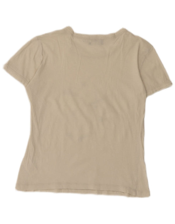 Emporio Armani Camiseta gráfica para mujer Top IT 44 Medium Off White Cotton