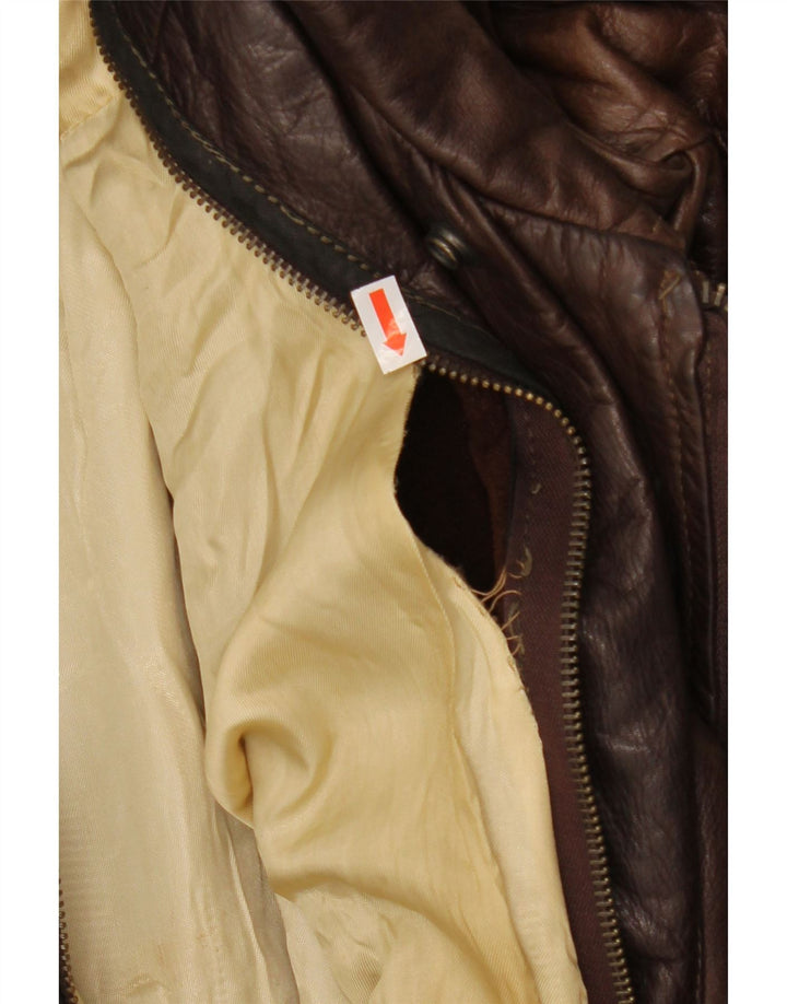 VINTAGE Chaqueta de cuero para hombre Reino Unido 42 XL Marrón