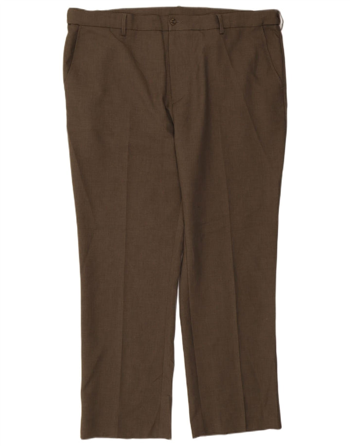 Farah Hombre Pantalones Chinos Rectos W44 L31 Poliéster Caqui