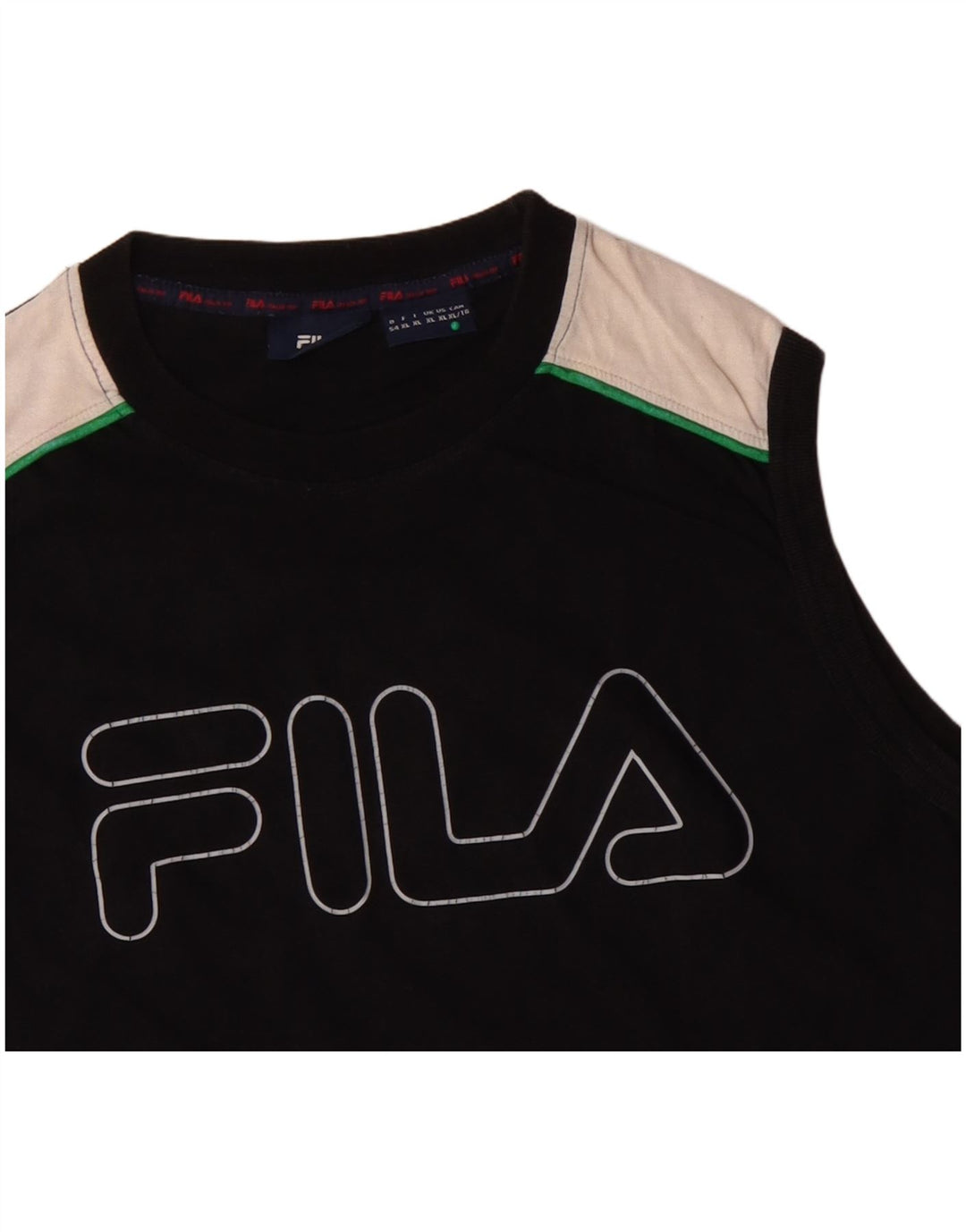 FILA Hombre Graphic Vest Top XL Algodón Colorblock Negro