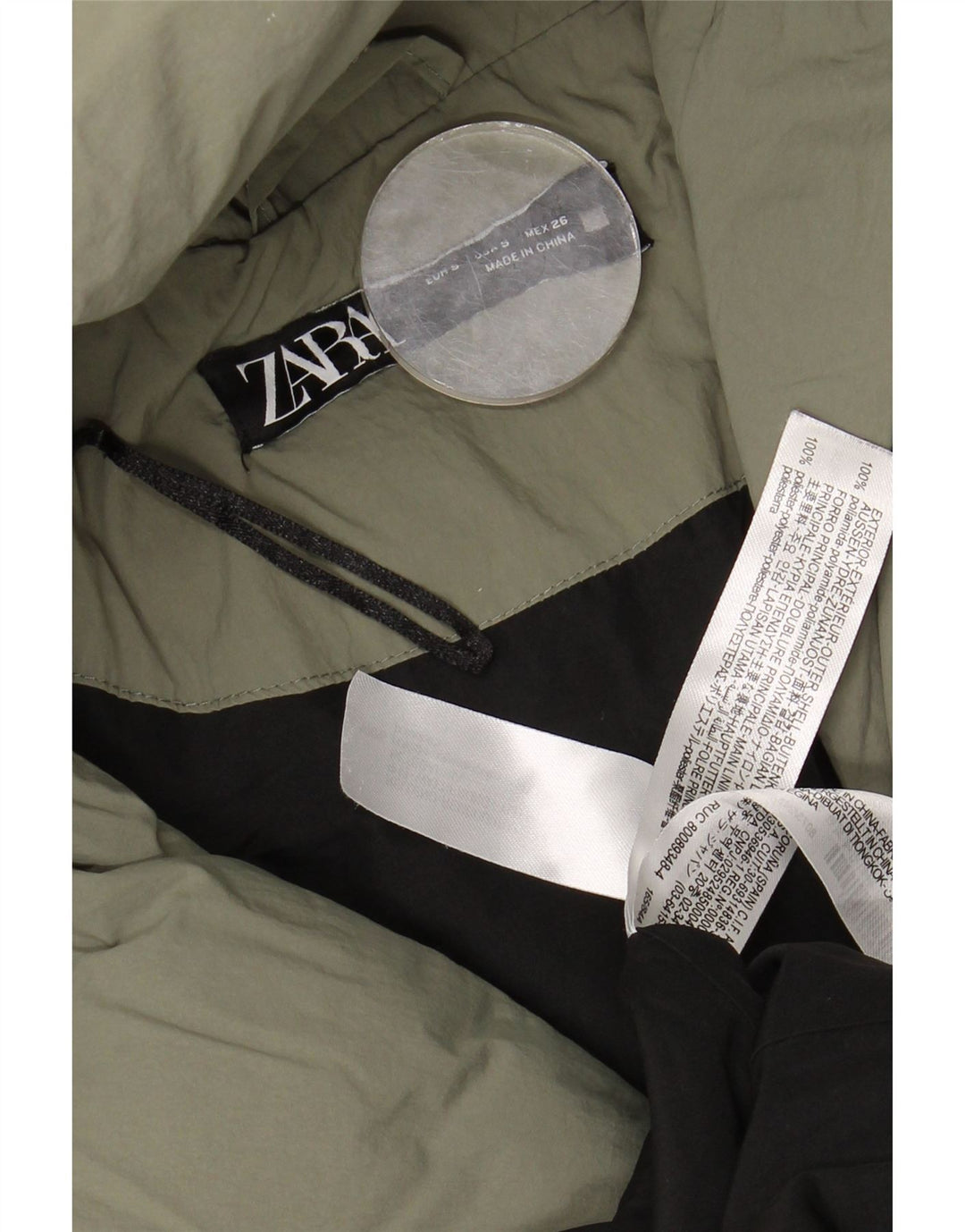 Zara Mujer Abrigo Acolchado Extragrande Con Capucha UK 40 Small Verde Poliamida