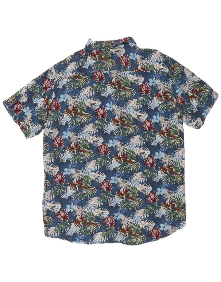Camisa Mistral Hombre Manga Corta IT 48 Viscosa Floral Azul Medio
