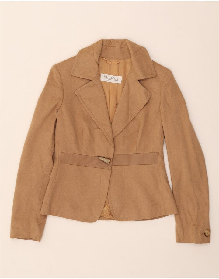 Max Mara Chaqueta tipo blazer con 1 botón para mujer UK 8 Small Beige Camelhair